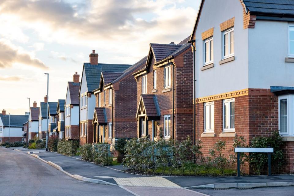 Row of houses at sunset Row of houses at sunset